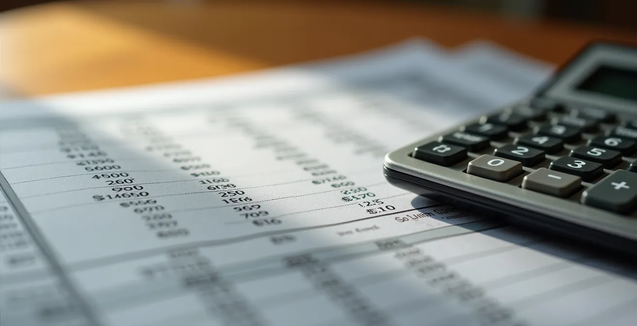 Tavolo con preventivi edilizi dettagliati e calcolatrice per confronto costi