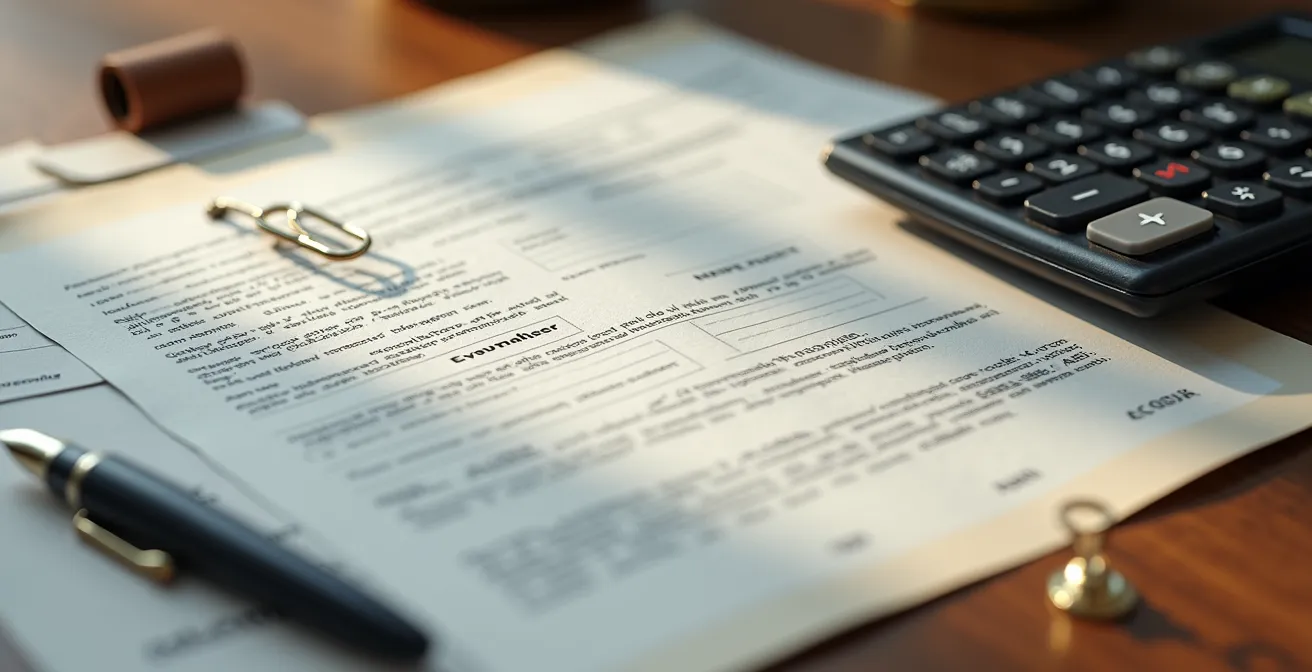 Documenti finanziari organizzati su scrivania per domanda mutuo Consap