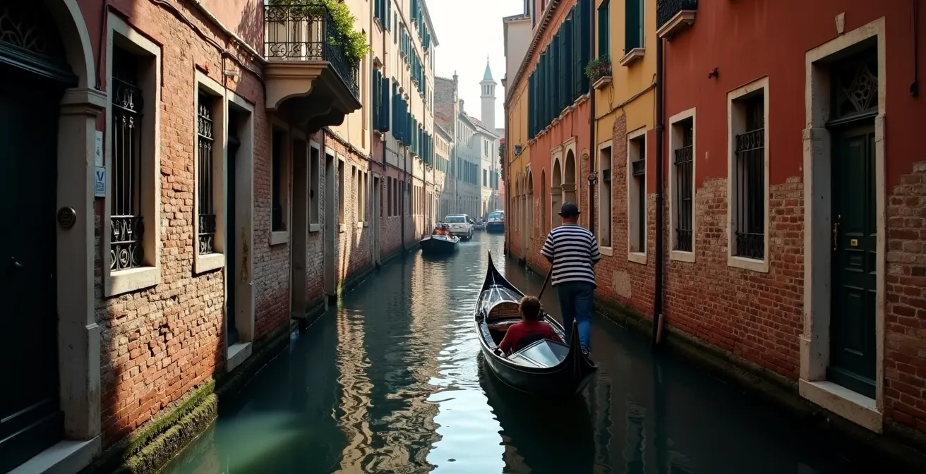 Canale secondario nel sestiere Cannaregio di Venezia con pochi visitatori